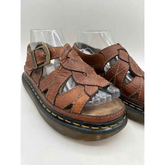 Dr. Martens VTG Y2K 90s Brown Leather Chunky Fisherman Sandals Womens US 7 - Picture 5 of 12
